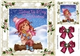 cuddles with my kitty with pink bows in holly snow & berries 8x8