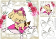Princess puppy sitting on cushion with roses 8x8