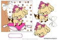 Princess puppy sitting on cushion with white diamamante bow 7x7