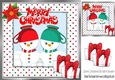 Cute pair of teacup snowmen in dotty frame 8x8