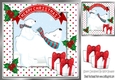 playful polar bears with holly in dotty frame 8x8