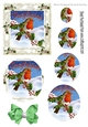 A Lovely robin on a branch with snow and berries oval pyramids
