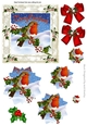 A Lovely robin on a branch with snow and berries snow flake pyramids