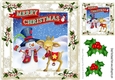 Whimsical snowman with reindeer in holly/berry 8x8 frame