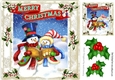 Whimsical carol singing snowmen in holly/berry 8x8 frame