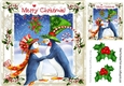 Whimsical kissing penguins under the misletoe in holly/berry 8x8 frame