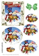 Whimsical carol singing snowmen in holly/berry oval pyramids