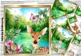 4 lovely lily pond card fronts with animals 8x8 mini kit