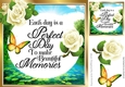 Pretty lily pond card front with white roses/butterfly & verse 8x8