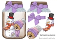 Jar with lilac bows, and lovely snowman and bear