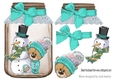 Jar with turq bows, and lovely snowman and bear