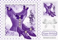 purple polkadot , lace and marble 8x8 card front, with vintage basque