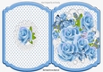 Stars and blue roses on lace fold bracket card