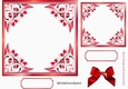 pretty ornate card front/insert with leaves in red 7x7