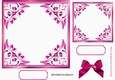 pretty ornate card front/insert with leaves in cerise 7x7