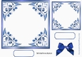 pretty ornate card front/insert with leaves in blue 7x7