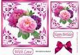 pretty ornate card front/insert with leaves in cerise 7x7 with flowers