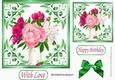 pretty ornate card front/insert with leaves in green 7x7 vase of flowers