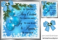 Pretty sparkle christmas blue baubles with verse 8x8