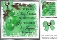 Pretty sparkle christmas green baubles with verse 8x8