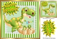 RAWR Cute baby dinos hatching with mum in green striped 8x8 frame