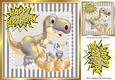 RAWR Cute baby dinos hatching with mum in silver striped 8x8 frame
