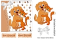 cute puppies & kitten dancing with white bow 7x7