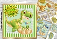  4 Cute baby dinos hatching with mum card fronts 8x8 mini kits