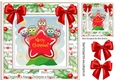 Cute owls sitting on a star with red bows card front 8x8