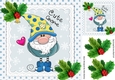 Cute chrismas gnome with holly 8x8 (one)
