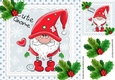 Cute chrismas gnome with holly 8x8 (three)