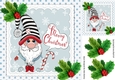 Cute chrismas gnome with holly 8x8 (four)