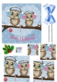 Cute owls on a branch wearing ear muffs square pyramids