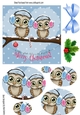 Cute owls on a branch wearing ear muffs oval pyramids