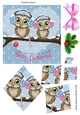 Cute owls on a branch wearing ear muffs twisted diamond pyramids