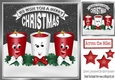 Funny face candles with bows and red stars 8x8