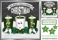 Funny face candles with bows and green stars 8x8