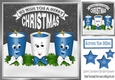 Funny face candles with bows and blue stars 8x8