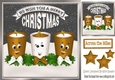 Funny face candles with bows and gold stars 8x8