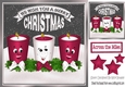 Funny face candles with bows and cerise stars 8x8