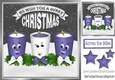 Funny face candles with bows and purple stars 8x8