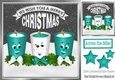 Funny face candles with bows and turq stars 8x8