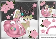 Girl in pink with deer and pink poinsettias 8x8