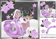 Girl in lilac with deer and lilac poinsettias 8x8