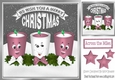 Funny face candles with bows and pink stars 8x8