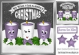 Funny face candles with bows and lilac stars 8x8