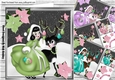 4 pretty girls with deers and coloured poinsettias, card fronts 8x8 mini kit