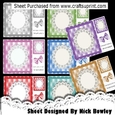 8 Coloured Diamond Tufted ornate scalloped 8x8 card fronts with bows Bumper kit
