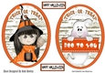 Two Halloween toppers of a witch and a ghost (orange)