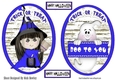 Two Halloween toppers of a witch and a ghost (blue)
